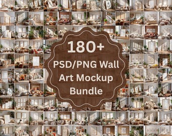 180+ Wall Art Mockup Bundle | PSD/PNG Frame Mockups (3x4 Ratio)