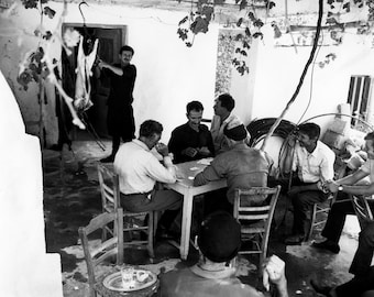 Asi Gonia Kafeneon Digitaldruck Kretisches Dorf Cafe Fotodruck | Griechische Kulturerbe-Kunst