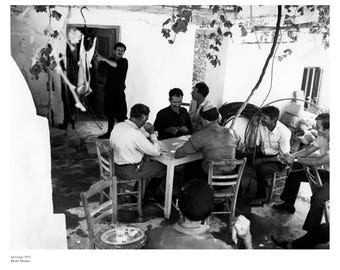 Asi Gonia Kafeneon | Kretisches Dorf Cafe Fotodruck | Griechische Kulturerbe-Kunst