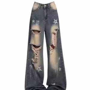 Star Wide Leg Jeans | Oversized Distressed Denim Pants | Daily Wear | Y2K Grunge Style

Distressed star wide leg jeans with oversized Y2K grunge style