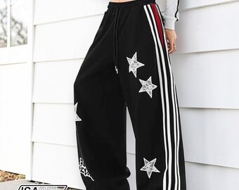 Women’s Baggy Jogger Pants | Star Print Track Sweatpants | Punk Streetwear Style | Y2K Trend