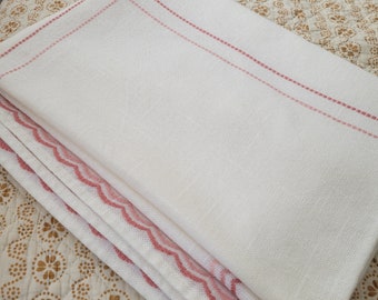 Vintage European Rectangle tablecloth / tablelinen / long tablecloth / striped tablecloth / french stripes / embroidered table linen /