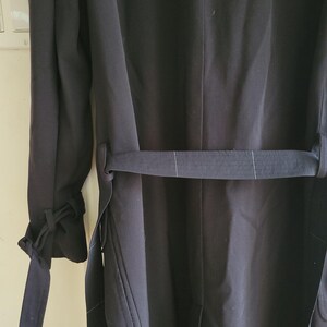 Vintage Anne Klein II long trench coat / Navy blue trench coat / Long blue trench / vintage wool trench / large oversized trench / classic image 7