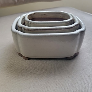 Bonsai planter dish set / ceramic planter set / stacking / small planters / herb planters / glazed bonsai / japanese pottery / bonsai pot