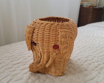 Wicker elephant planter basket / wicker animals / straw elephant basket / woven elephant / unique planter / elephants