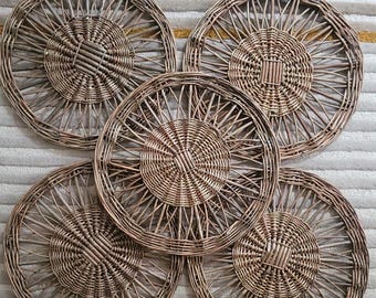 Wicker Placemats / wicker plate holders / round wicker baskets wall decor / woven placemats / tablescape settings