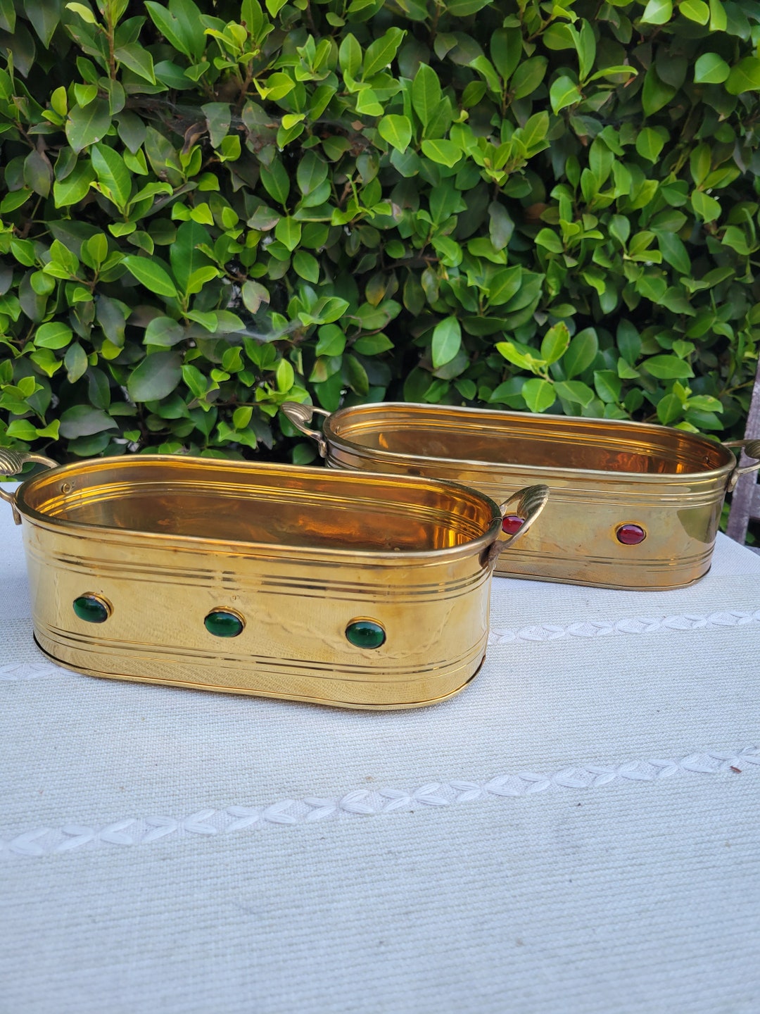 Set of Brass Planters / Brass Planter Tubs / Brass Tubs / Brass Planter ...