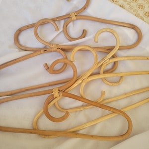 PRICE PER HANGER:  Rattan Bamboo Hanger Bentwood Coat Hangers, Beautiful Strong Wood, Rattan Hangers, Bentwood
