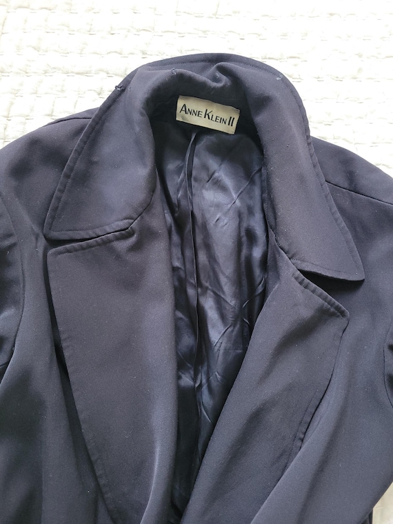 Vintage Anne Klein II long trench coat / Navy blu… - image 9