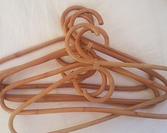 Vintage Rattan Bamboo Hangers (Priced per hanger) Bentwood Coat Hangers, Beautiful Strong Wood, Rattan Hangers, Bentwood