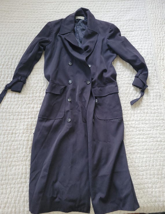Vintage Anne Klein II long trench coat / Navy blu… - image 2