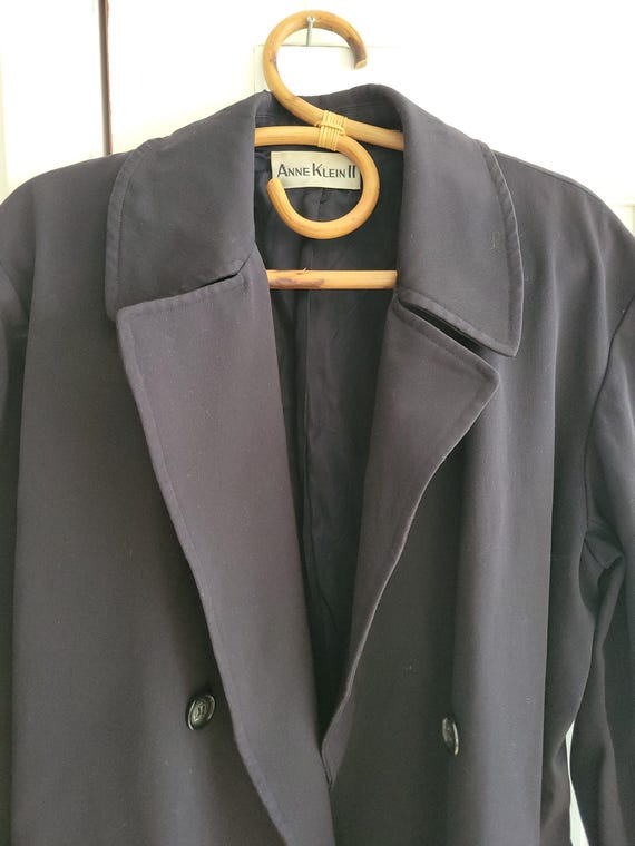 Vintage Anne Klein II long trench coat / Navy blu… - image 4