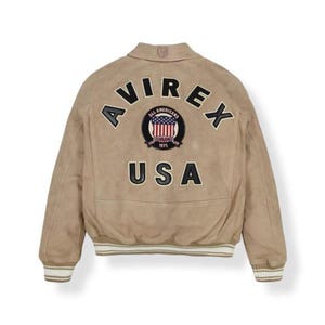 Vintage Avirex-bomberjack heren | Echte leren pilotenvluchtjas jaren 90 | Retro streetwear-stijl