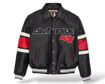 Men’s Vintage Avirex Leather Jacket | Retro 90s Bomber Coat | Genuine Leather Aviator Style Streetwear