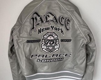 Handmade Avirex 75 Palace Leather Bomber Jacket, Vintage Varsity Style