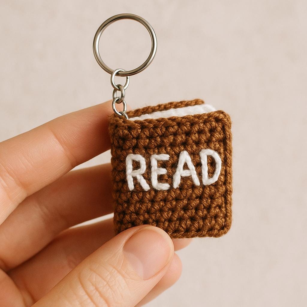 Reading Keychains READ Keychai -tiny Crochet Book Keychain, Handmade Crochet Accessories ...
