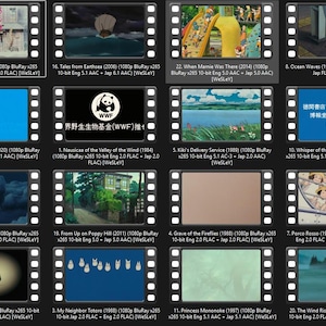 May include: A collection of Blu-ray movie covers featuring animated films. Titles include "Only Yesterday," "Tales from Earthsea," "When Marnie Was There," and "Ocean Waves." The covers display various scenes and artwork.
