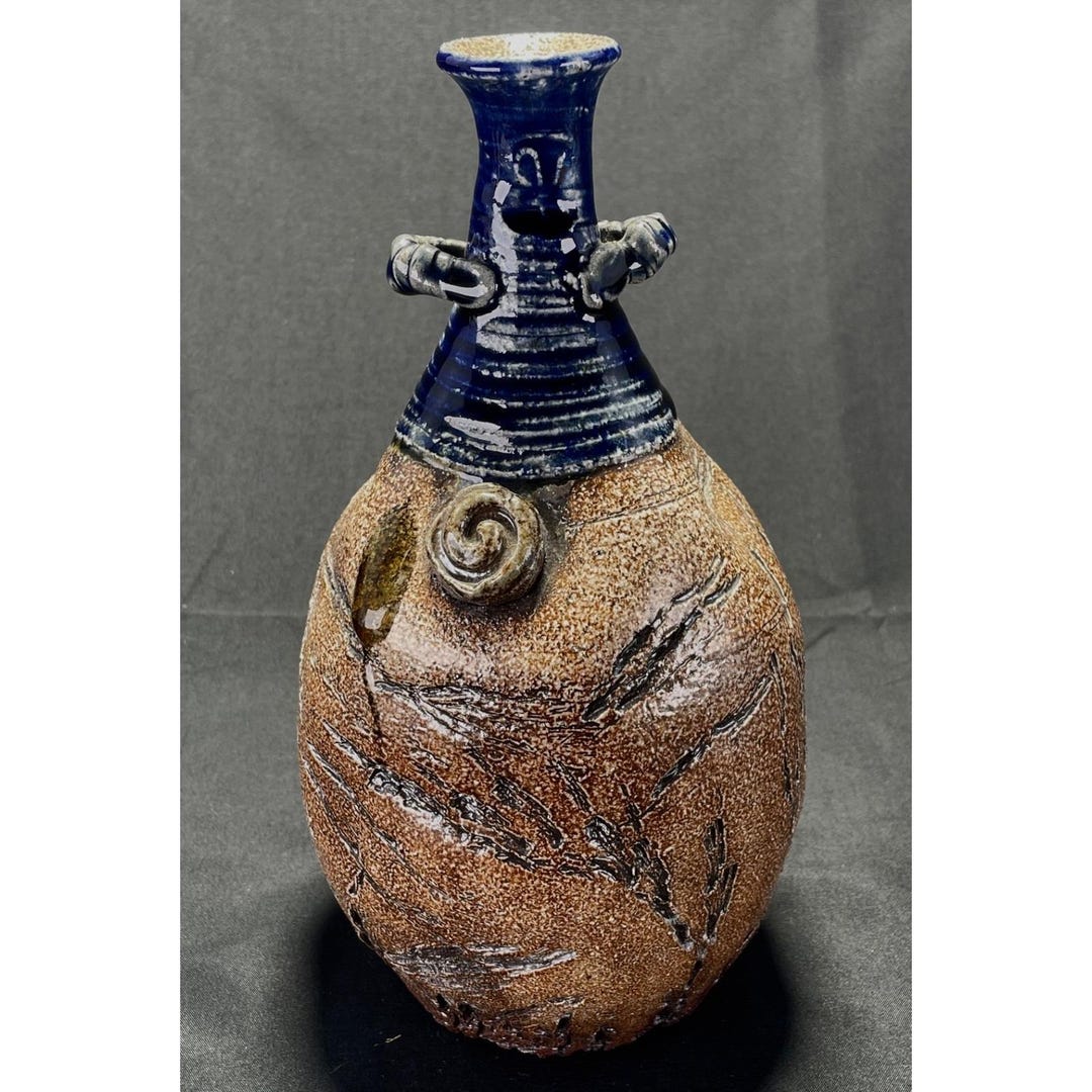 Studio Art Pottery Vase Cobalt Blue Stoneware Hand Thrown 9" Vessel - Etsy