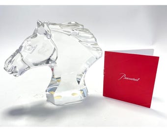 Baccarat Crystal Horse Head Bust Clear Figurine Paperweight