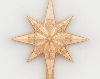 Adorno para árbol de Navidad Christopher Radko Champagne Stellar 1017544 NIB NOS Gold Star