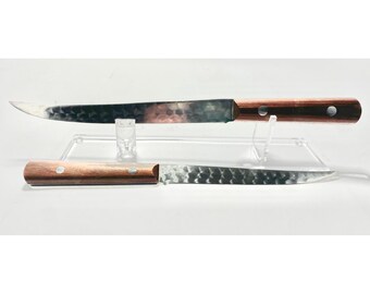 E Warther & Son Dover, OH 2 cuchillos antiguos hechos a mano con hojas de 7" y 8 3/4"