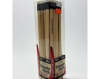 Lápices triangulares Pentech n.° 2, mina de madera auténtica, lote de 23, sin afilar, año 2005