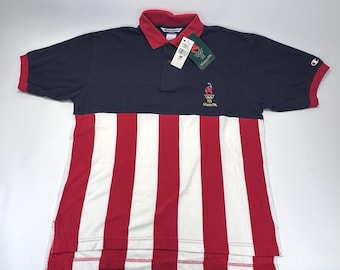 Champion Atlanta 1996 Olympics Polo Shirt USA Flag Stripe L NWT