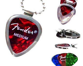 Guitar pick necklace MUSICIAN gift SOLVED Holds your guitar picks by Pickbay, Stainless Steel Set (authentic)