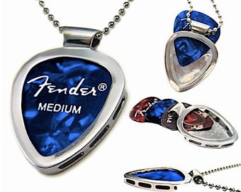 Sterling Silver .925 PICKBAY guitar pick holder pendant necklace a Gift for a lifetime ENGRAVABLE