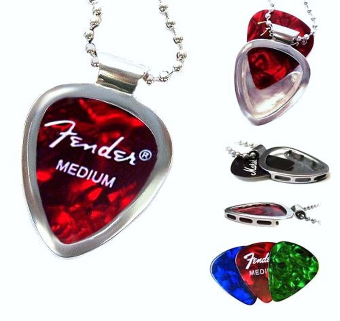 Guitar Pick Holder Pendant Necklace MUSICIAN Gift SOLVED Etsy