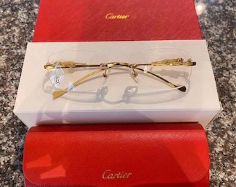 Gafas de sol Cartier Panther Frame Transparentes/Doradas Vintage