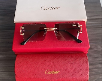 Gafas de sol Cartier Big C Frame negras/doradas estilo vintage