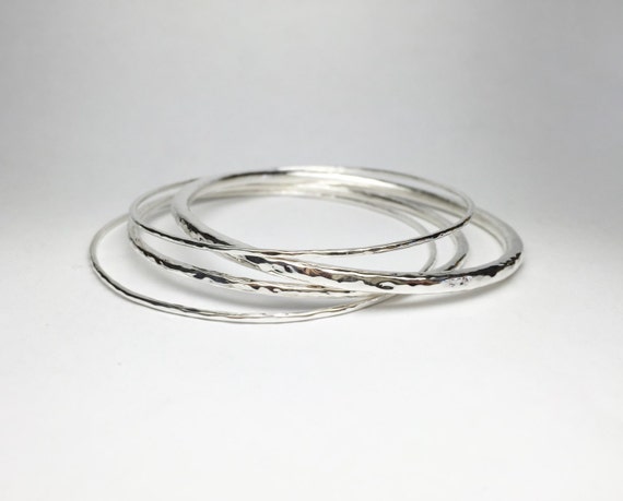 Hammered Bangle Mixed Set of 4