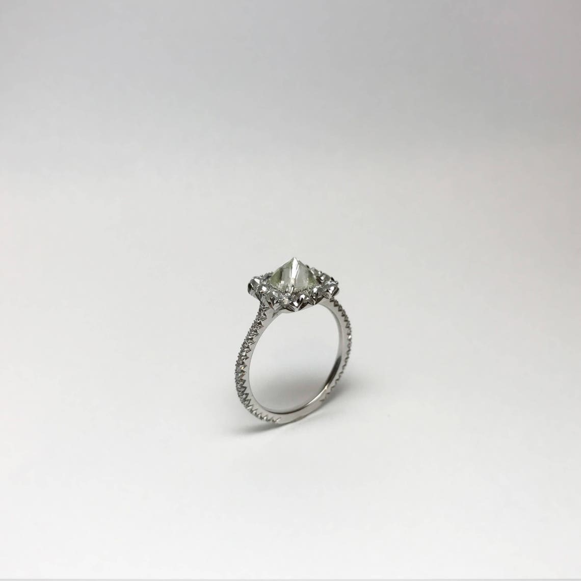 Raw Diamond Octahedron Halo Engagement Ring - Etsy