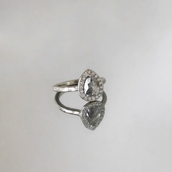 Grey Pear Diamond with Halo