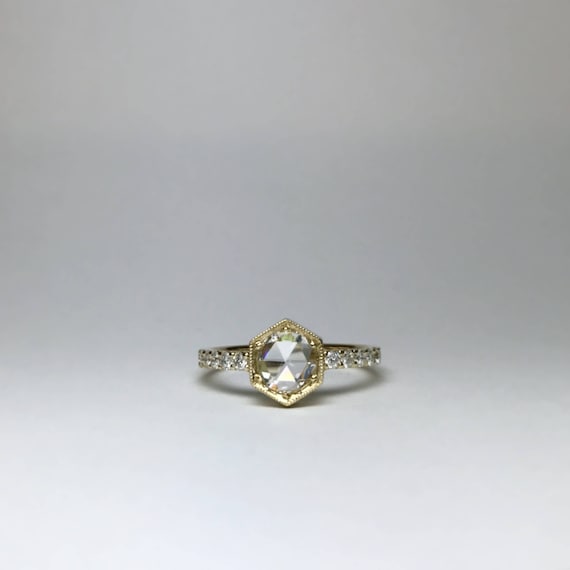 Hexagon Rose Cut Engagement Ring