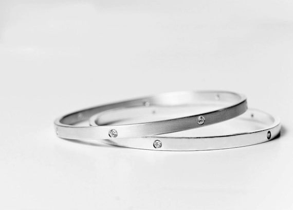 Diamond and Silver Bangle