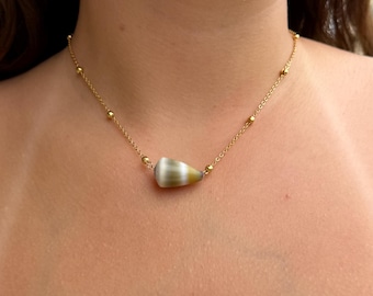 18k Gold Plated Cone Shell  Necklace
