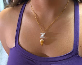 18k Gold Plated Calf Cone Peral Necklace