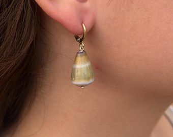 18k Gold Plated Green Cone Earing Set