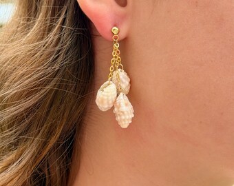 18k Gold Plated White Shell Earring Set