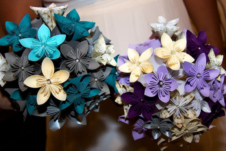 Handfolded paper flower bridal bouquet Etsy