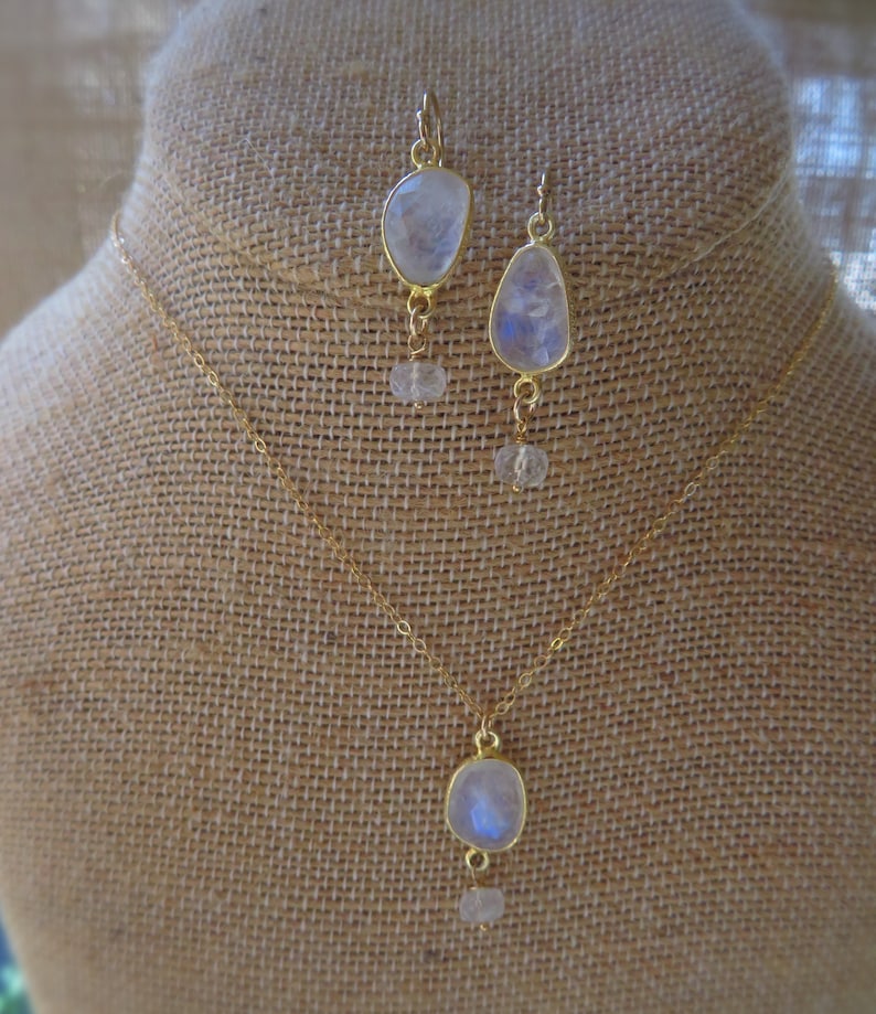 Moonstone necklace and earrings set bridesmaid earrings Bridesmaid gift set bridal jewelry gift for her bridesmaid proposal