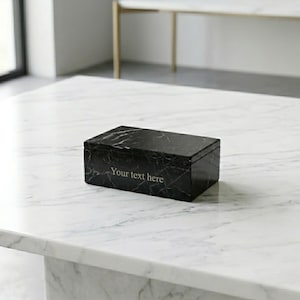 Custom Engraved Black Zebra Marble Keepsake Box