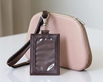 Personalized Leather ID Holder Lanyard | Custom Engraved Badge Holder | Office & Event Accessory