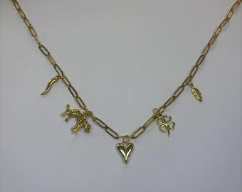 Gold Charm Necklace, Personalised Jewellery, Layering Pendant, Gift for Her