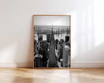 New York City Photo Print | NYC Skyline Photography | Black and White Photo | Chrysler Building
