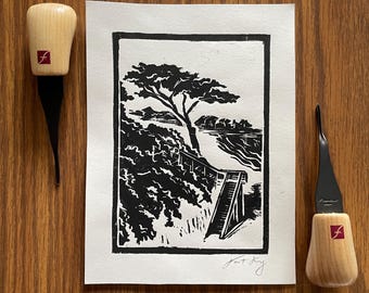 Escadaria Panorâmica - Impressão em Linogravura Carmel 6x8