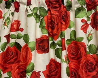 Handmade Large Red Rose Valance, 42 x 15 inches