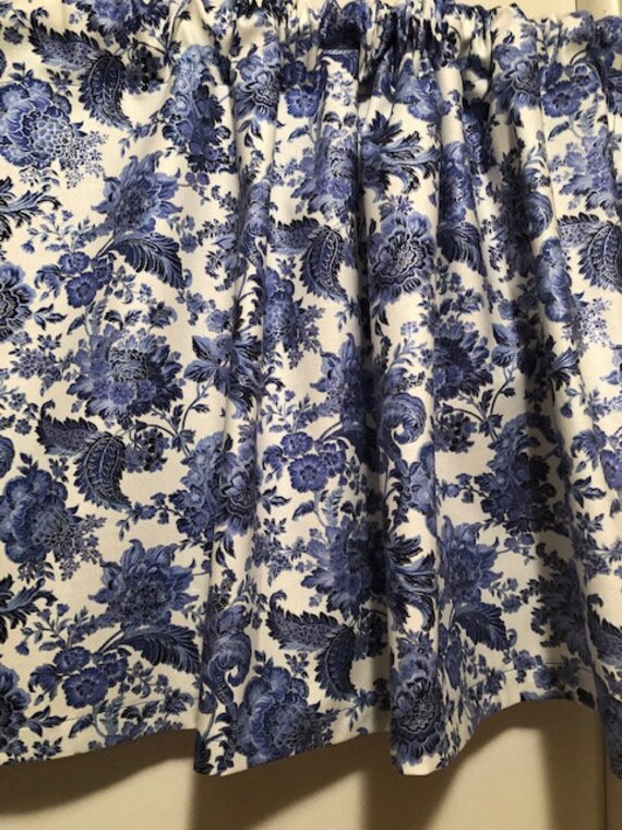Handmade Blue Floral Cotton Valance 41 X 15 Inches | Etsy Canada